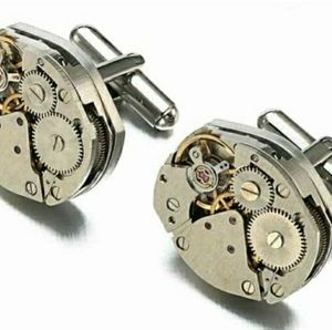 FREE SHIPPING! Steampunk Clock watch movement with gears cufflink pair